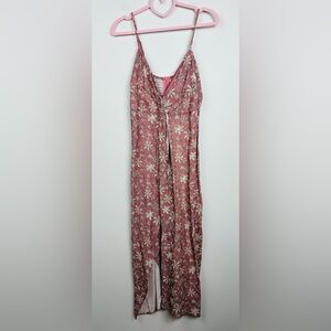 Pull&Bear Floral Mauve front slit maxi Dress Size Large
